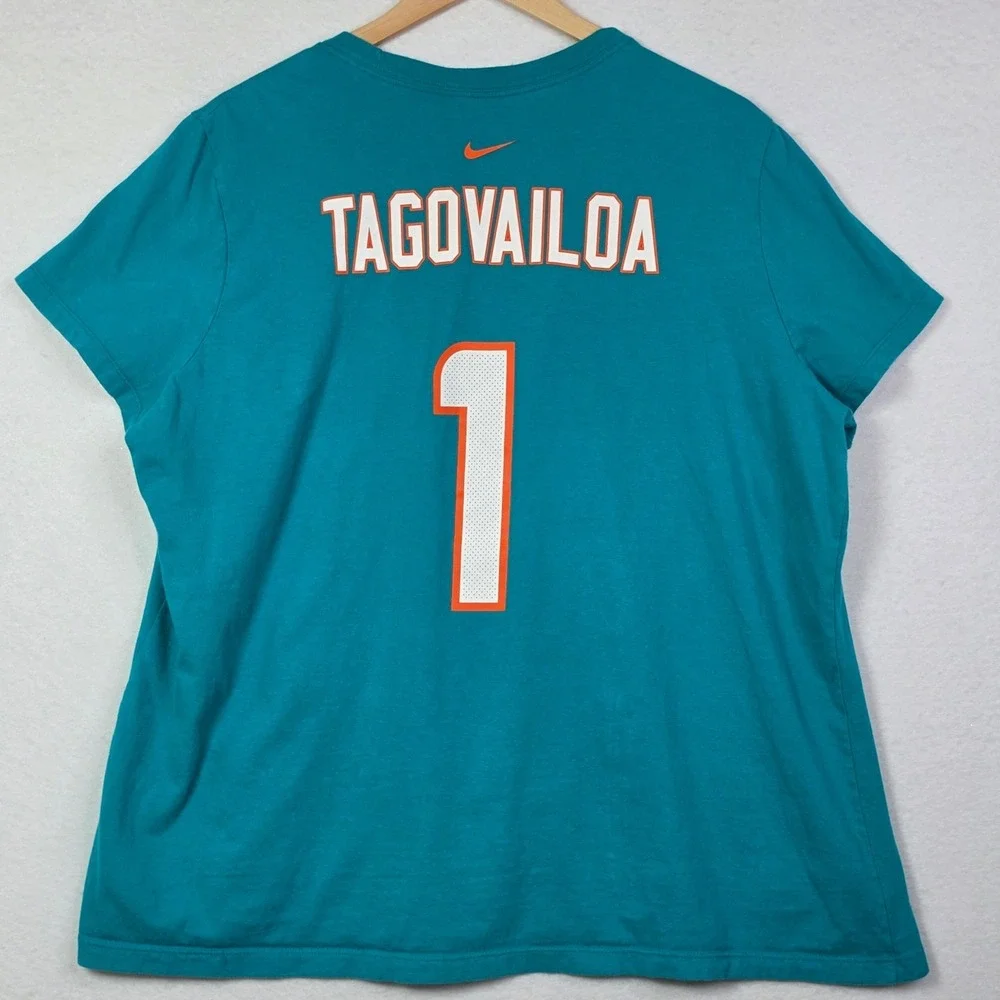 Nike Womens T Shirt XXL Teal Tua Tagovailoa 1 Miami Dolphins NFL Graphic Tee